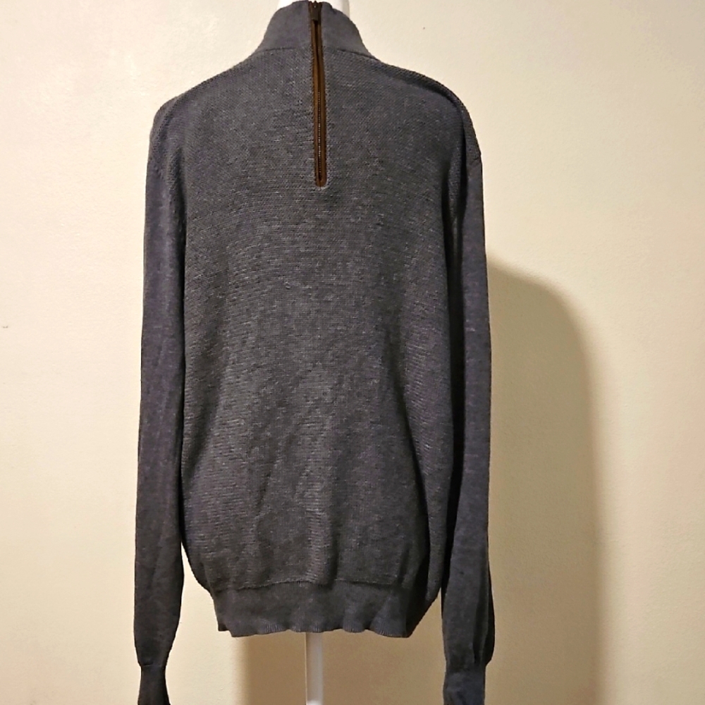 Massimo Dutti Gray Zip Up Sweater with Ribbed Cuffs L?